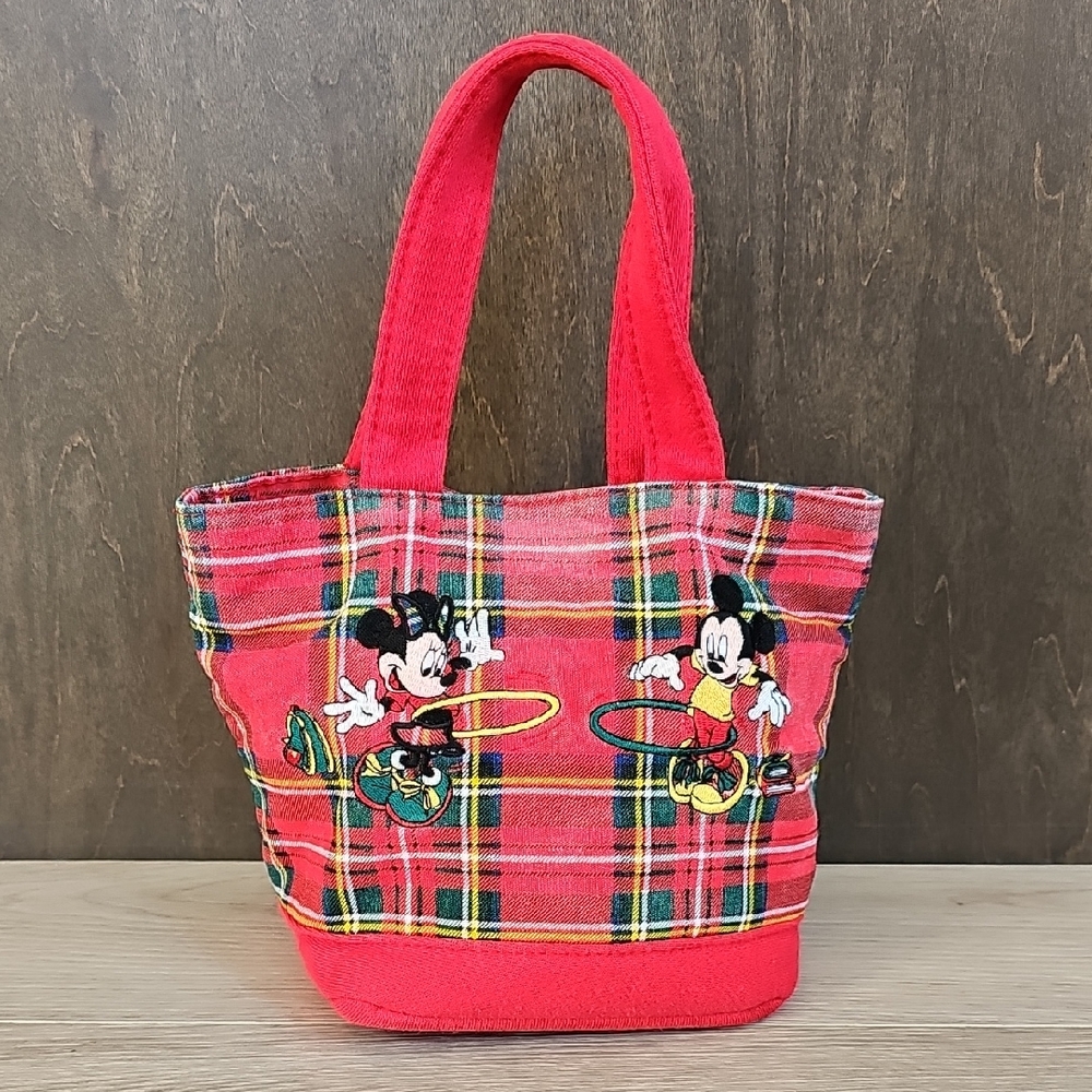 Vintage Disney‎ Store Plaid Mickey & Minnie Mouse Hoola Hoop Small Handbag
